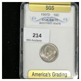 1957 D Roosevelt Dime Silver 10c MS70 SGS