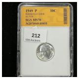 1949 P Roosevelt Dime Silver 10c MS70 SGS