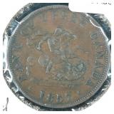1857 Bank of Upper Canada Half Penny 1/2c