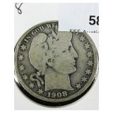 1908 Barber 50c Half Dollar