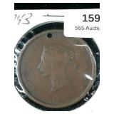1843 New Brunswick Penny 1c Drilled