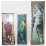 (3) Early 1900s Colored Lithographs of Women