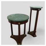 (2) Marble Top Pedestal Tables