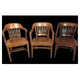 (3) Wooden Captains Chairs