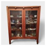 Two Door Oak Curio Cabinet (Contents Lot 98)