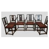 (6) Clover Back Chairs w Two Captains Chairs