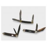 (3) Brown Handle Pocket Knives