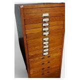 16+ Drawer Oak Printers Cabinet & Ephemera