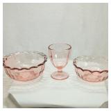 (3) Pink Depression Glass Bowls & Cup