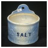 Blue & White Stoneware Salt Crock