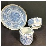 (3) Blue & White Porcelain Dishes