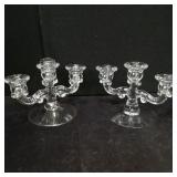 (2) Glass Candelabras