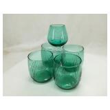 (4) Seafoam Green Swirl Cocktail Glasses & Cordial