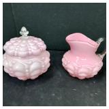 Pink Ruffle Glass Pitcher & Trinket Vase