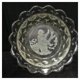 Frosted Glass Boy Playing Guitar Heavy Glass Bowl