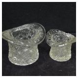(2) Pressed Glass Top Hats
