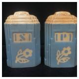Art Deco Light Blue S&P Shakers