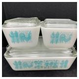 Pyrex Amish Blue Butterprint Refrigerator Set