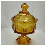 Fostoria Amber Coin Glass Wedding Bowl & Cover