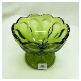 Pedestal Green Glass Ice Cream Dish