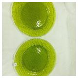 (2) 11" Green Glass Platter
