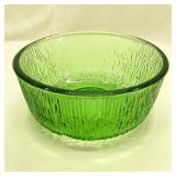 Green Glass Rippled Side Bowl
