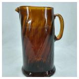 Root Beer Color Hand Blown Pitcher with Pontail