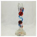Red, Clear & Blue Rose Vase