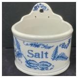 White & Blue Stoneware Salt Cellar