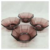 (4) Hexagon Purple Sherbet Bowls
