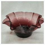 Dark Purple Hand Blown Art Glass w Bubbles