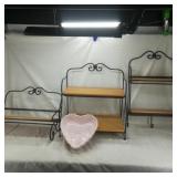 Longaberger Heart Dish & (3) Longaberger Shelves