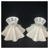 Mid Century White Plastic Lace Lampshades