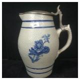 1890s Whites of Utica Stoneware Pitcher w Lid