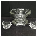 Heisey Glass Bowl & (2) Marked Glasses
