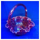 Fenton Red Ruffle Rim Basket