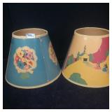 Pink & Blue Lamp Shades w/ Flower Bouquet