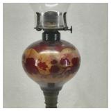 Hand Painted Ruby Red Oil Lamp