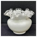 Milk Glass Ruffletop Vase