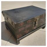 All Leather Trunk on Wooden Stand