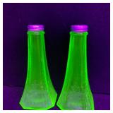 Pair of Uranium Glass Tall S&P Shakers