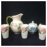 Franciscan Hand Decorated Pitcher & Glasses