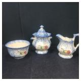 Molly Davis Spongeware Folk Art Vase Pitcher Bowl
