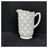 Quilt Pattern Milk Glass Pitcher