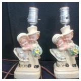 Pair of Chalkware Bride & Groom Lamps