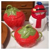 Strawberry Cookie Jars & Snowman