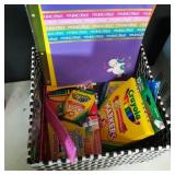Basket Full Of Markers, Crayons & Folders