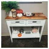 White Table With Fall Decor