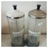 (2) Barbicide Barber Cleaning Glass Jars