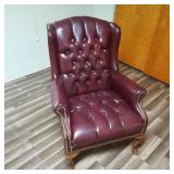 Maroon  Leather Wing Back Chair